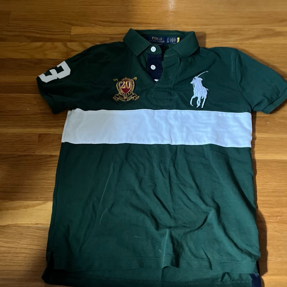 Polo by Ralph Lauren Green and White Men's Polo Shirt